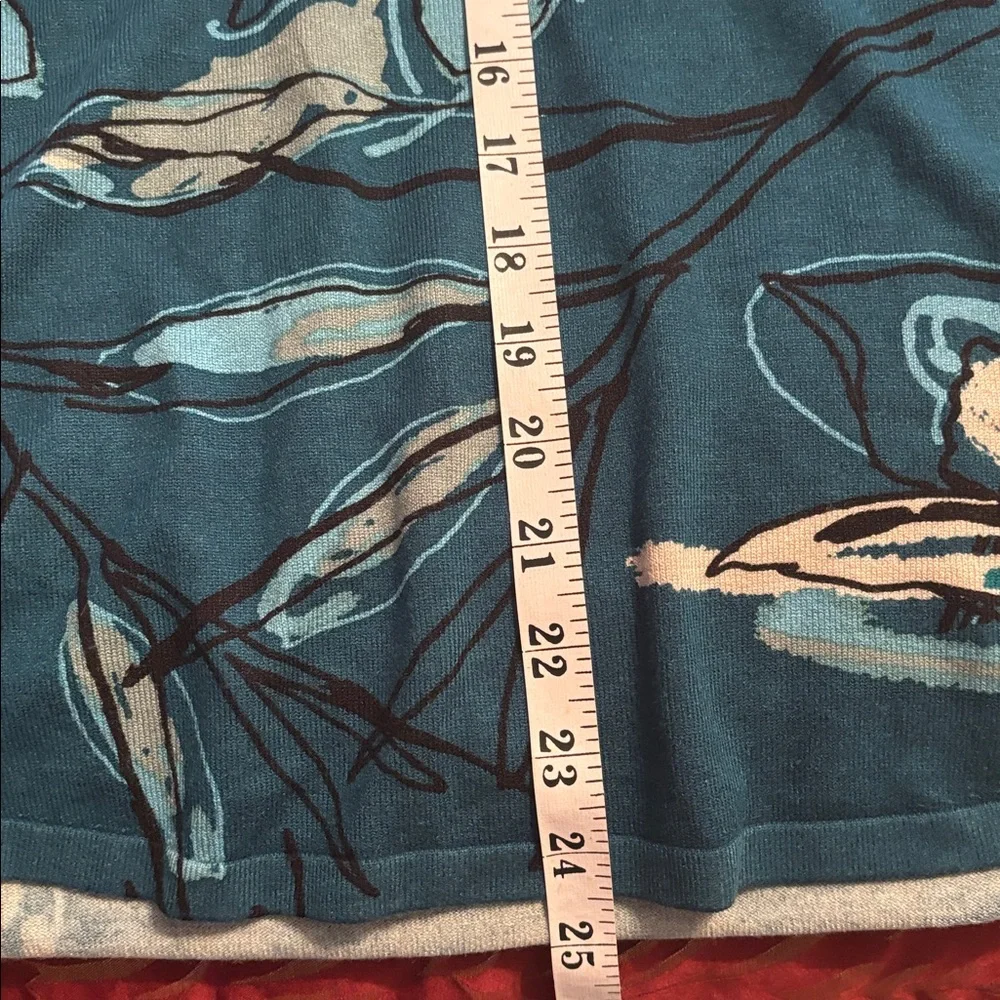 Chico's Teal and Cream Floral knit top - Picture 5 of 5